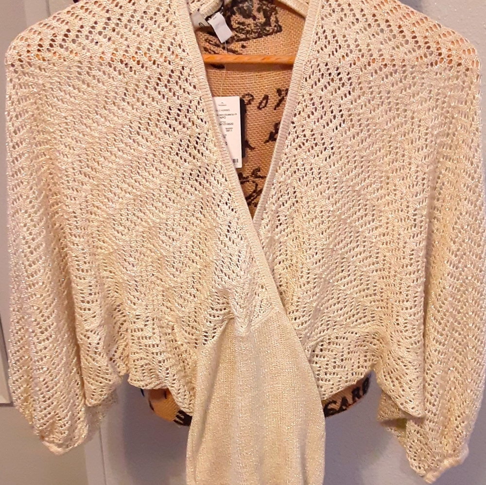 Bebe gold metallic keyhole back sweater
